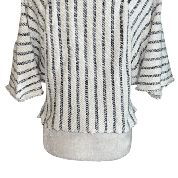 Anthropologie Dolan Coastal Stripes Terry Frayed Cropped Pullover Top - M - Picture 11 of 16